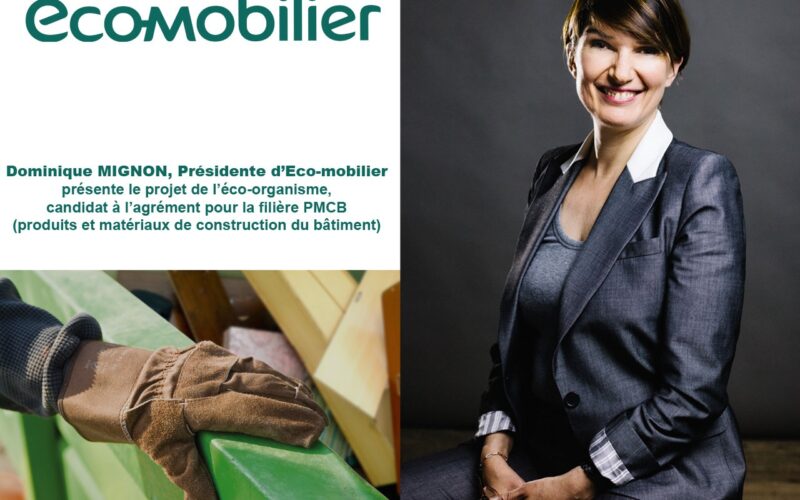 Dominique Mignon, Présidente d’Eco-mobilier, présente le projet de l’éco-organisme, candidat à l’agrément pour la filière PMCB (produits et matériaux de construction du bâtiment)