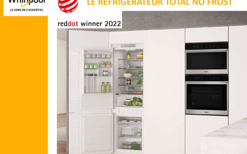 WHIRLPOOL lauréat du RED DOT AWARD 2022 avec son réfrigérateur combiné encastrable TOTAL NO FROST 