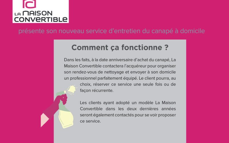 La Maison Convertible présente son nouveau service d’entretien du canapé à domicile