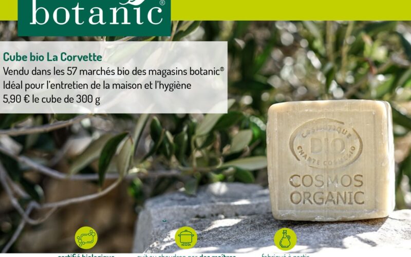 En exclusivité avec La Corvette Savonnerie du Midi : le 1er savon de Marseille certifié bio disponible chez botanic® dès septembre !