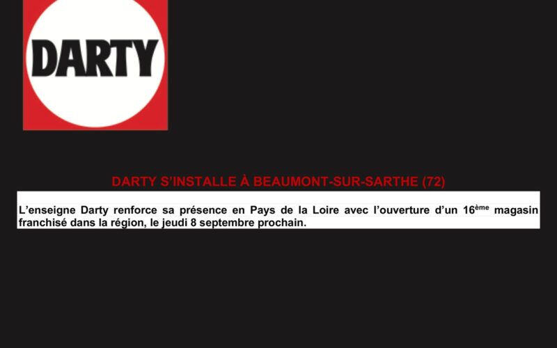 DARTY S’INSTALLE À BEAUMONT-SUR-SARTHE (72) ET DARTY CRÉPY-EN-VALOIS DANS LA NOUVELLE EXTENSION DU CENTRE COMMERCIAL LA CROIX CAILLEUX