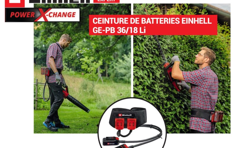 EINHELL : CEINTURE DE BATTERIES EINHELL  GE-PB 36/18 Li LA SOLUTION “CONFORT” POUR LES OUTILS PORTÉS À BOUT DE BRAS