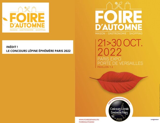 FOIRE D’AUTOMNE Maison – Gastronomie – Shopping, du 21 au 30 octobre 2022, Pavillon 7.2 à Paris Expo Porte de Versailles