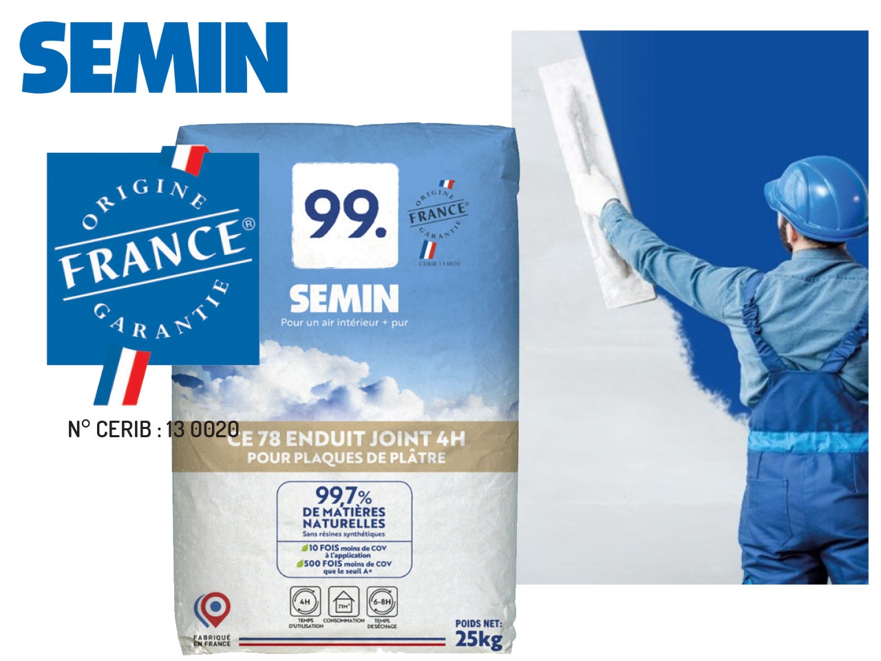 SEMIN UNE ENTREPRISE ENGAGÉE PROPOSE UN NOUVEL ENDUIT CE78 – 4H DE LA GAMME SEMIN 99, ORIGINE FRANCE GARANTIE!