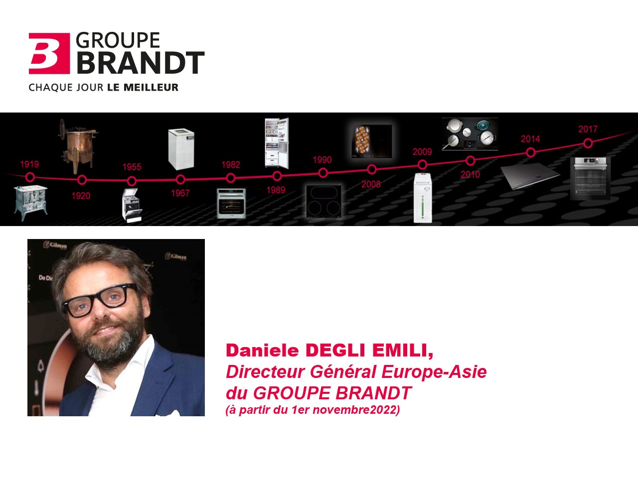 LE GROUPE BRANDT NOMME DANIELE DEGLI EMILI DIRECTEUR GENERAL EUROPE-ASIE