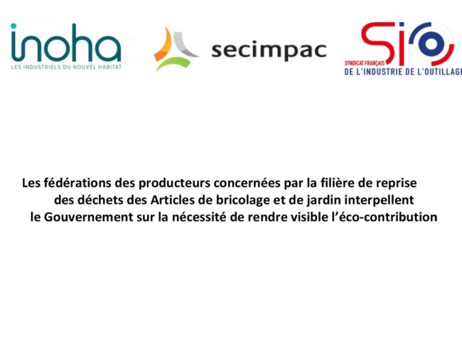 Les fédérations des producteurs concernées par la REP ABJ*, interpellent le Gouvernement sur la nécessité de rendre visible l’éco-contribution