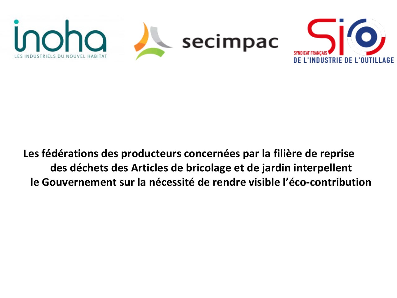 Les fédérations des producteurs concernées par la REP ABJ*, interpellent le Gouvernement sur la nécessité de rendre visible l’éco-contribution