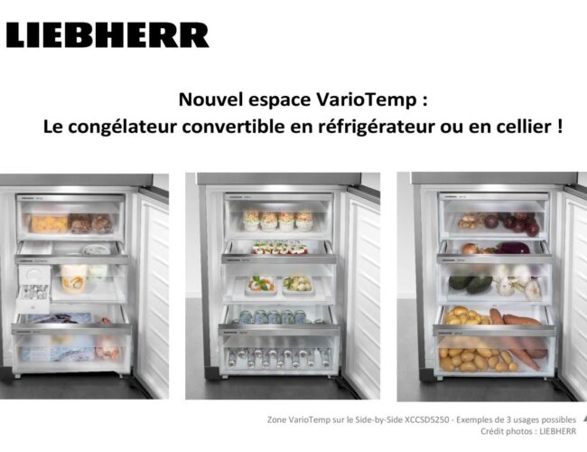 LIEBHERR AVEC SON NOUVEL ESPACE  VarioTemp, CONVERTIT LE CONGÉLATEUR EN RÉFRIGÉRATEUR OU CELLIER !