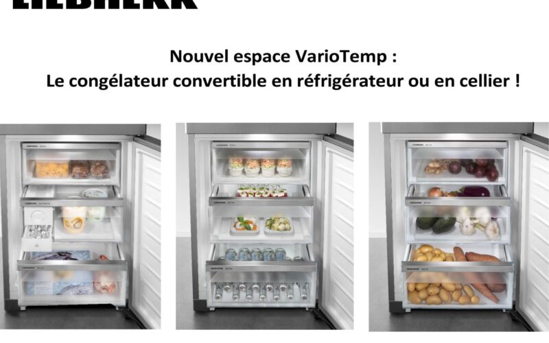 LIEBHERR AVEC SON NOUVEL ESPACE  VarioTemp, CONVERTIT LE CONGÉLATEUR EN RÉFRIGÉRATEUR OU CELLIER !