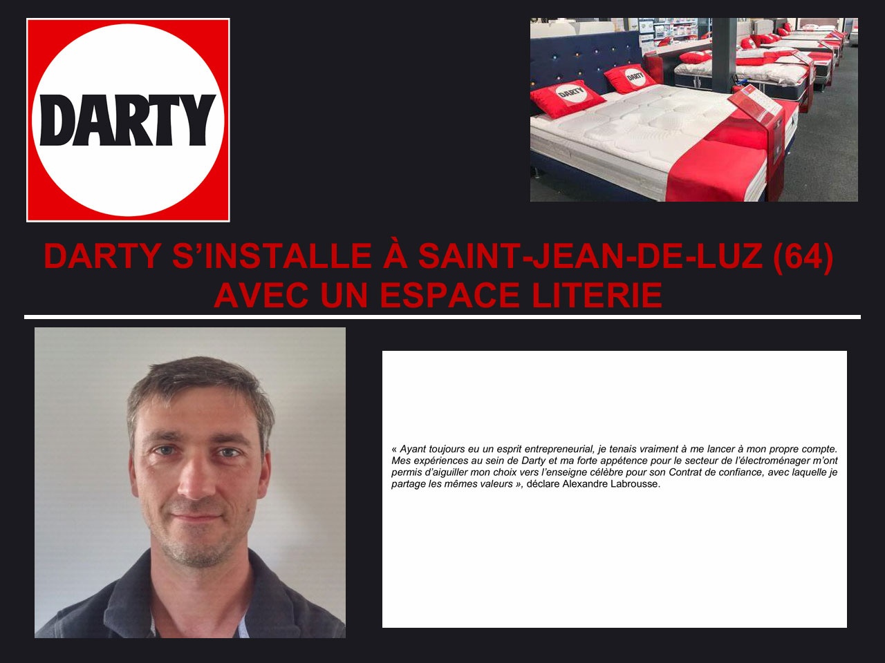 DARTY S’INSTALLE À SAINT-JEAN-DE-LUZ (64) AVEC UN ESPACE LITERIE