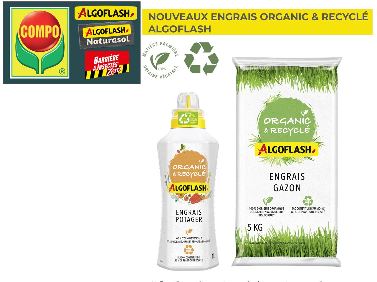 COMPO : NOUVEAUTÉS DANS SES MARQUES ALGOFLASH, ALGOFLASH NATURASOL & BARRIÈRE À INSECTES