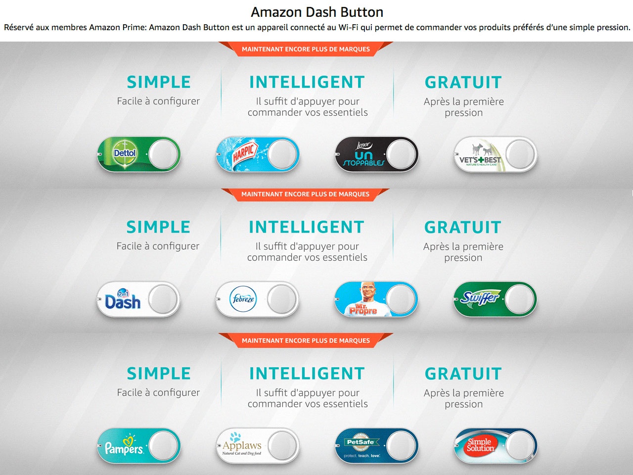 Sélection étendue pour les Dash Buttons d’Amazon