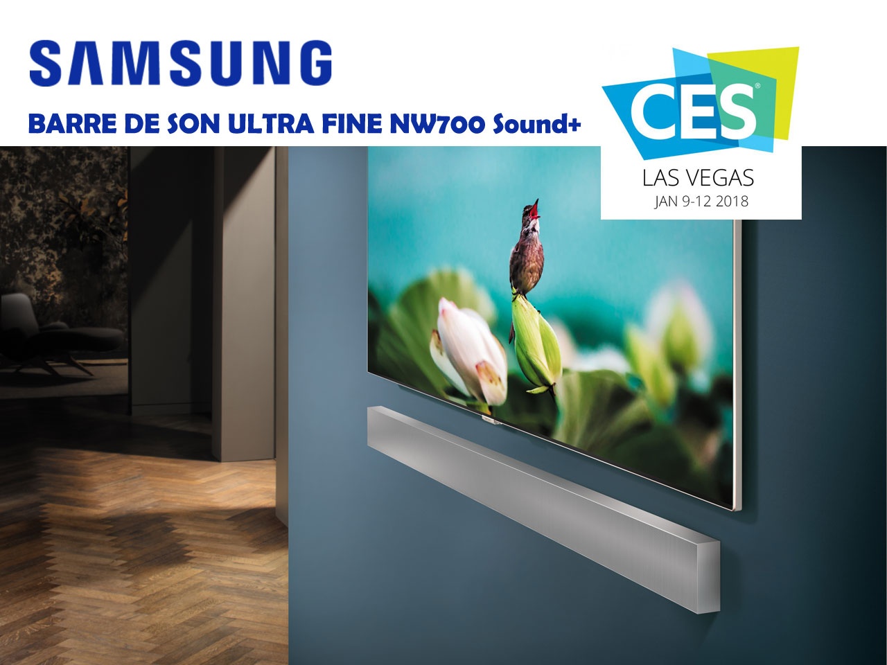 SAMSUNG CES 2018 : Une barre de son ultra fine pour les TV en accroche murale