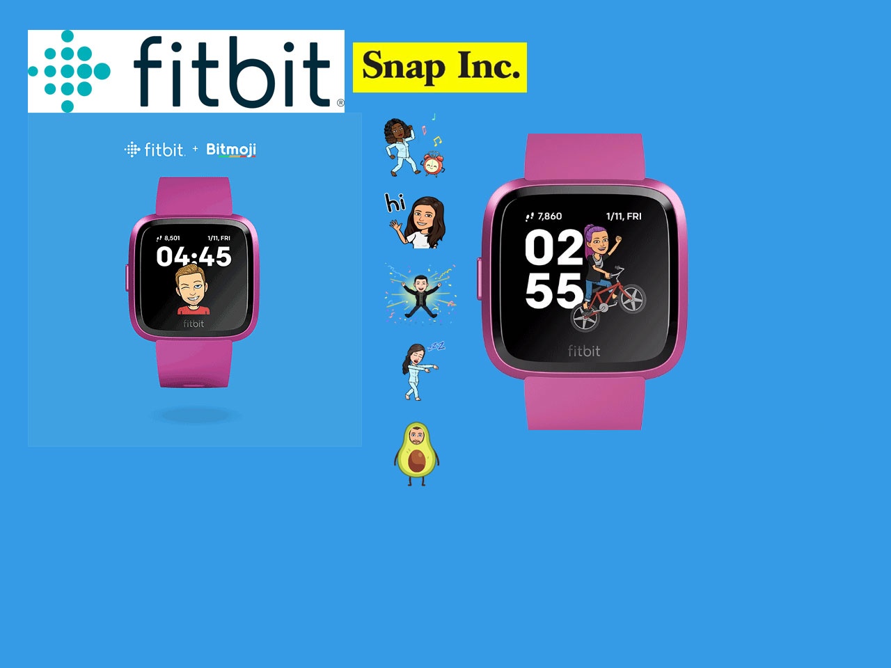 Fitbit et Snap lancent la première clock face Bitmoji sur les montres connectées Fitbit !