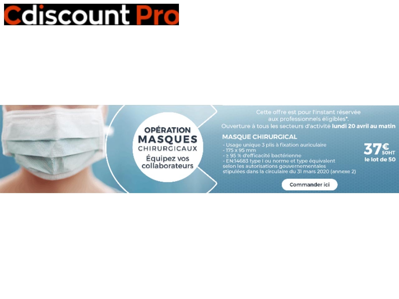 Cdiscount : vente et distribution de masques à  destination des PME/ TPE françaises