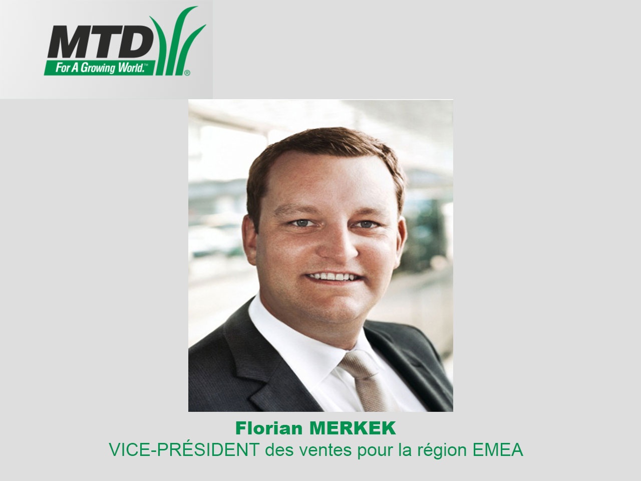 MTD Products AG, nomme Florian Merkel vice-président des ventes pour la région EMEA