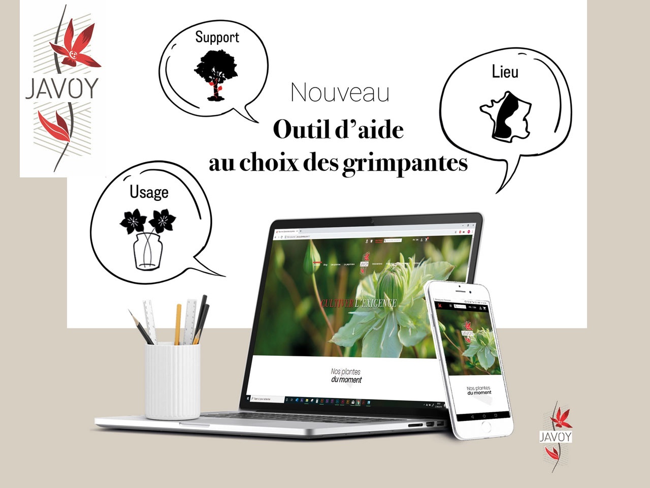 Javoy-plantes combine technologie et végétal avec brio. 