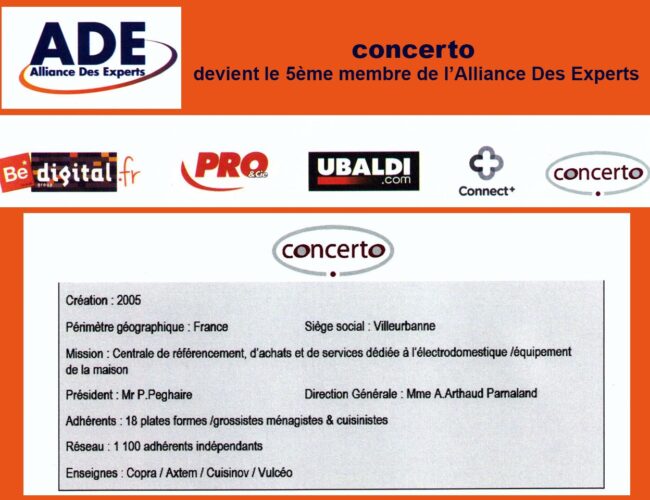 ADE intègre un 5ème membre à l’Alliance avec l’arrivée de Concerto