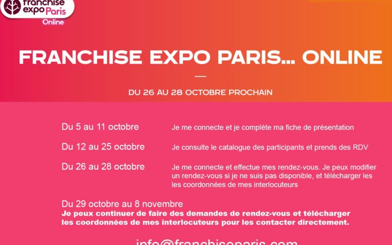 FRANCHISE EXPO PARIS…ONLINE c’est du 26 au 28 octobre prochain !