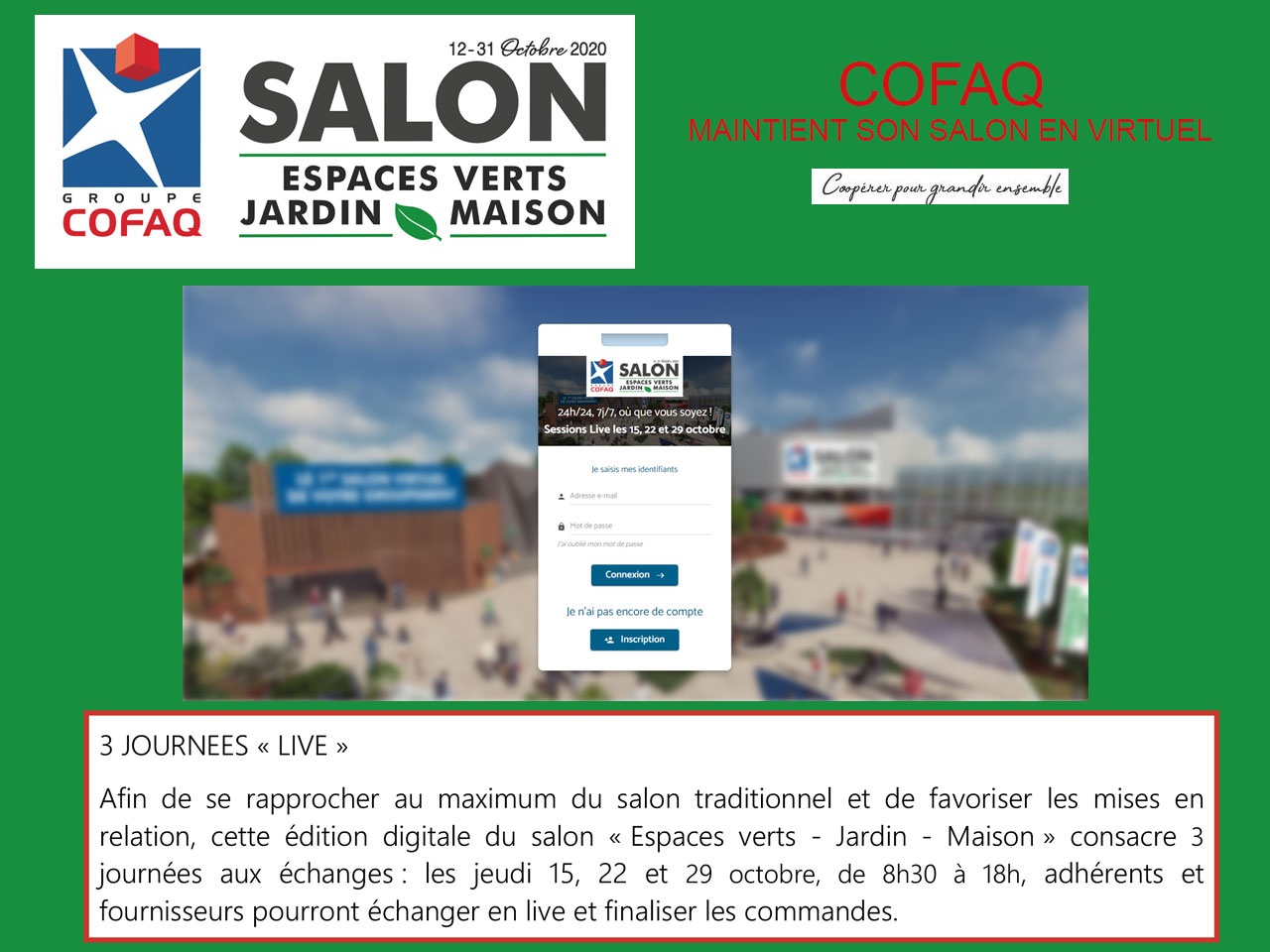 COFAQ : la 30e édition du salon « Espaces verts – Jardin – Maison » en virtuel depuis le 12 octobre et jusqu’au 31 !