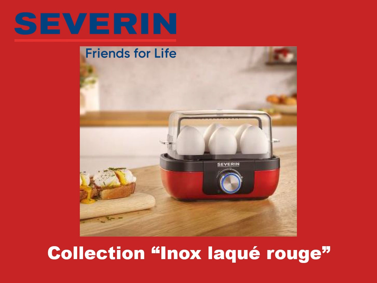 SEVERIN propose avec sa collection petit-déjeuner « Inox laqué rouge », l’une des couleurs les plus plébiscitées en cuisine !