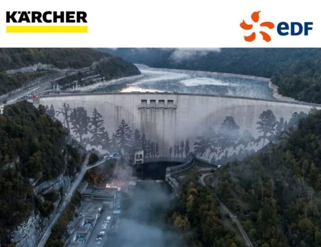 EDF et KÄRCHER : une œuvre d’art grand format sur le barrage de Vouglans