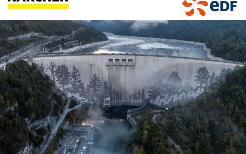 EDF et KÄRCHER : une œuvre d’art grand format sur le barrage de Vouglans