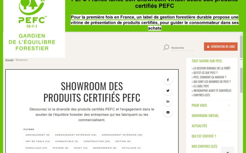 PEFC France lance son showroom virtuel dédié aux produits  certifiés PEFC