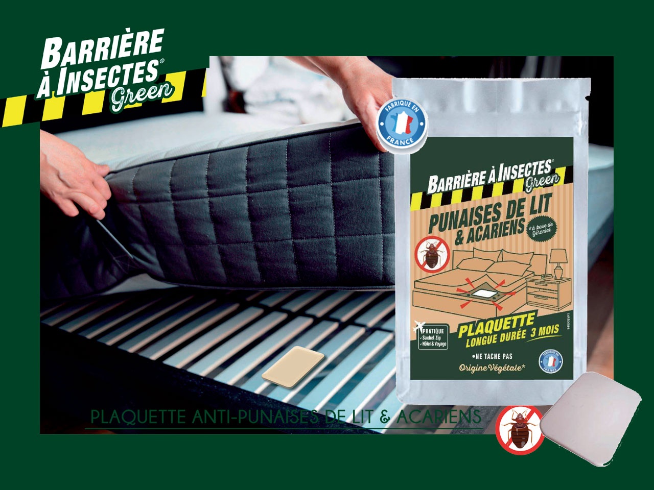 Barrière à insectes Green lance un produit innovant : la plaquette Anti-Punaises de lit & Acariens.