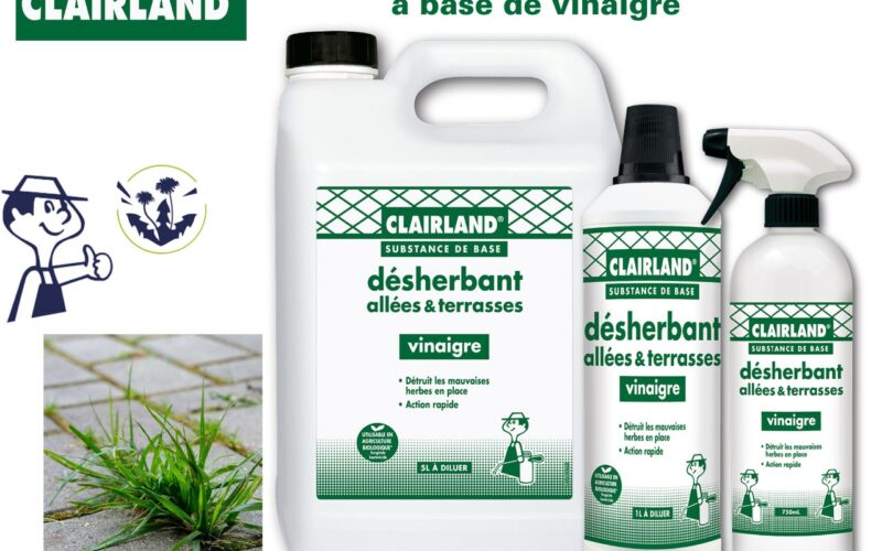 Clairland : un nouveau Désherbant de contact Allées & Terrasses à base de vinaigre, efficace !