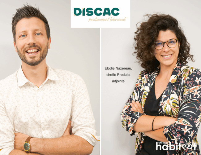 Yoann Lapeyre, chef Produits technique & Elodie Nazereau, cheffe Produits adjointe, Discac : « La nouvelle collection cuisine marque une rupture avec nos précédentes réalisations »